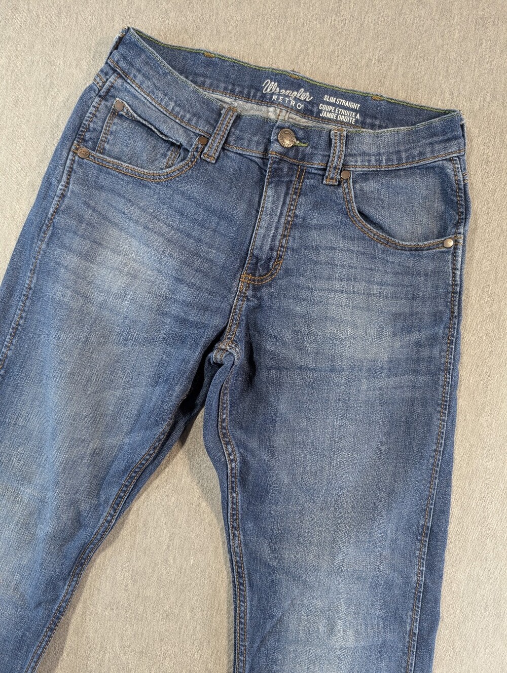 Wrangler Retro Jeans Men's 30 X 32 Slim Straight Medium Wash Blue